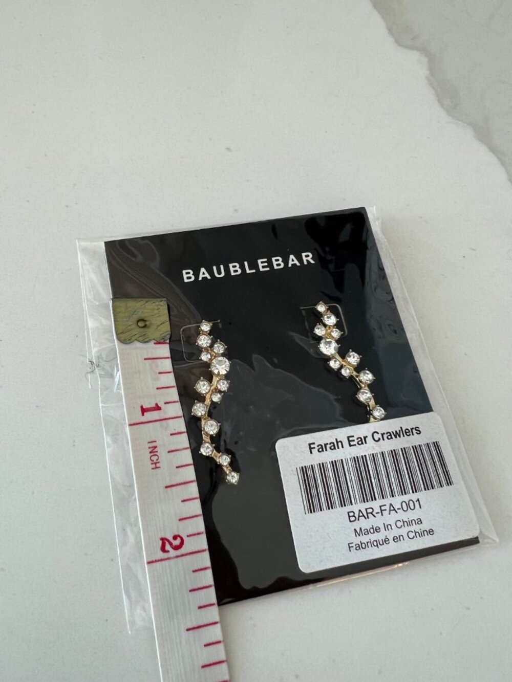 BaubleBar Farah Ear Crawlers Gold Crystal New on Card - Picture 3 of 3
